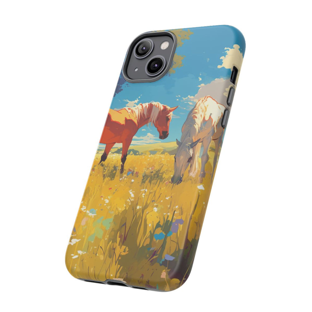 Paarden Grazend in Zonnig Veld