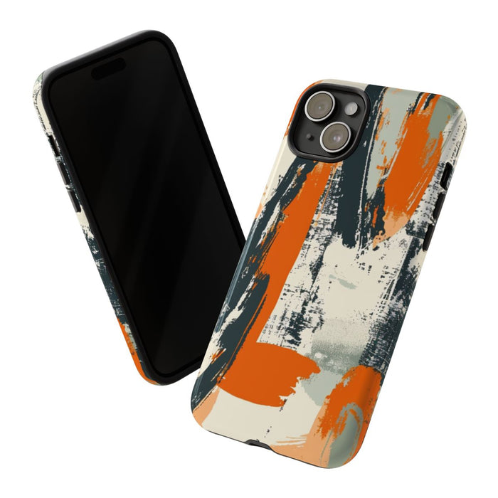 Abstract Oranje-Zwart Penseelstrepenpatroon