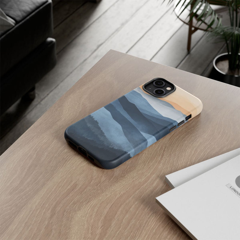 Gelaagd Berglandschap in Blauwe en Beige Tinten