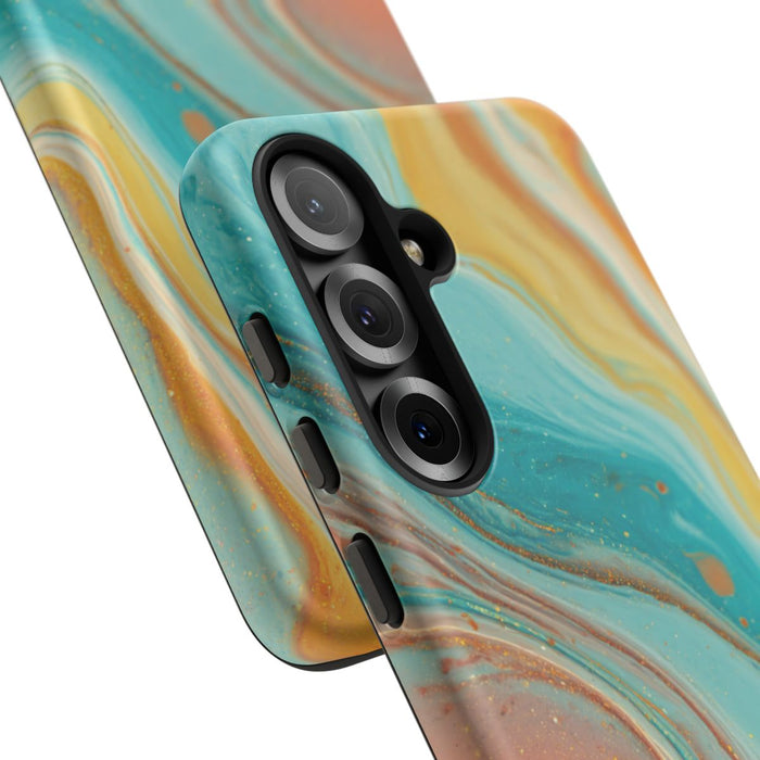Oranje en Teal Marmer Abstract