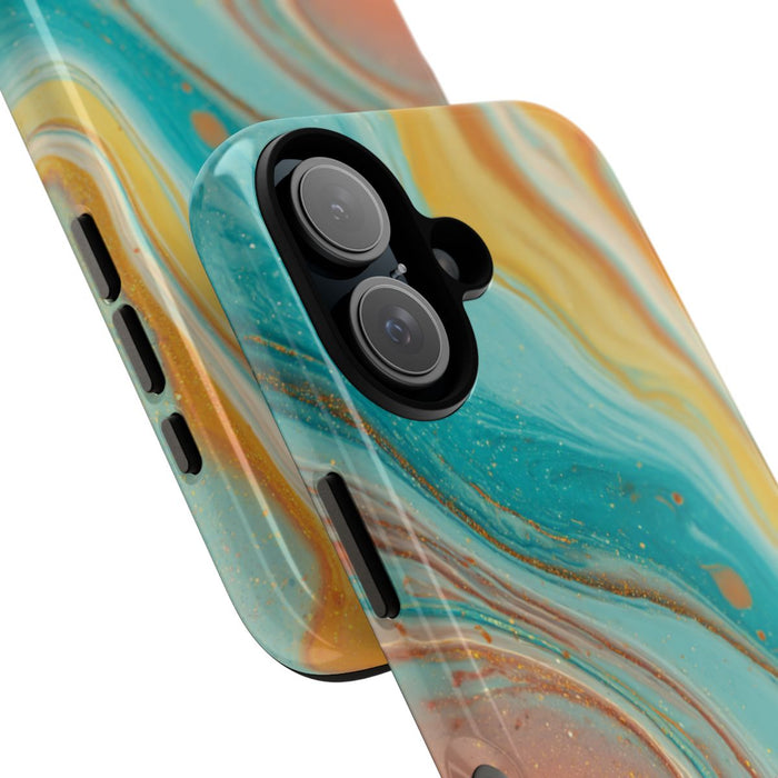 Oranje en Teal Marmer Abstract