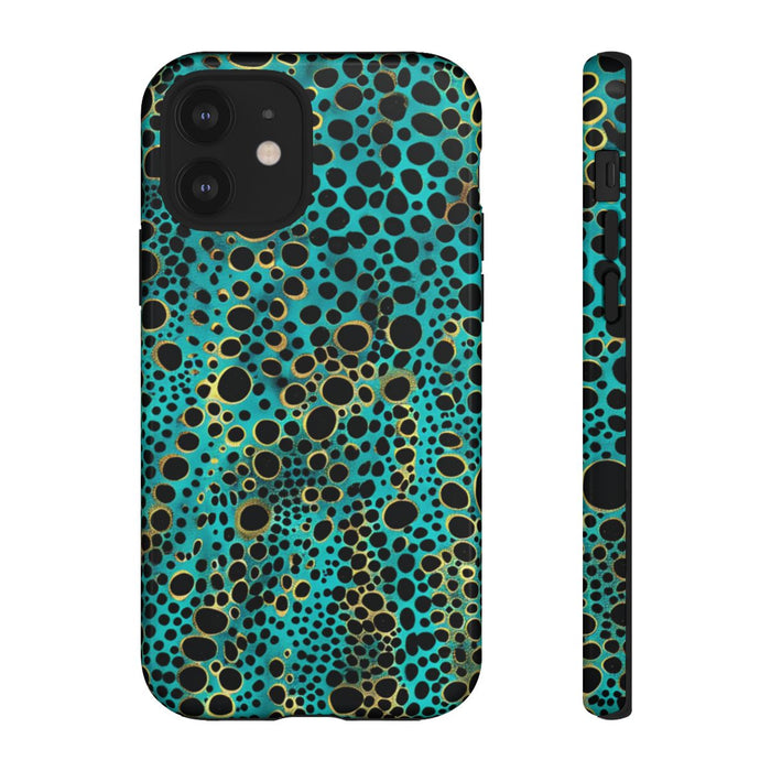 Turquoise en Zwart Abstract Stippenpatroon