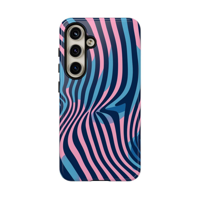 Golvend Blauw-Roze Optische Illusiepatroon