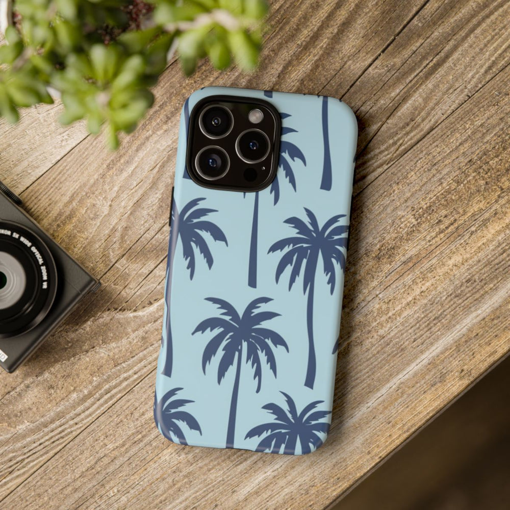 Donkerblauw Palmboompatroon