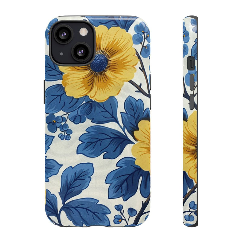 Blauw-Geel Bloemenpatroon