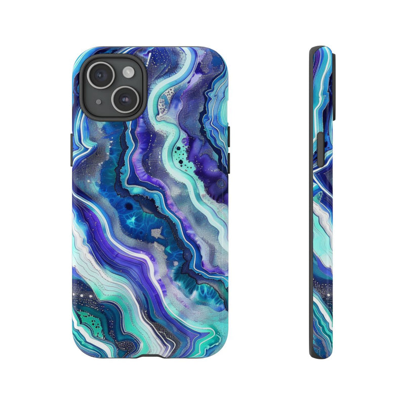 Blauw en Turquoise Geode Wervelpatroon