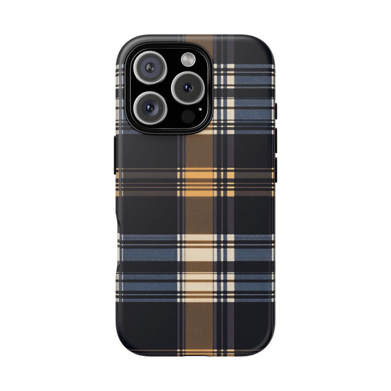 Caramel en Donkerblauw Geruit Patroon