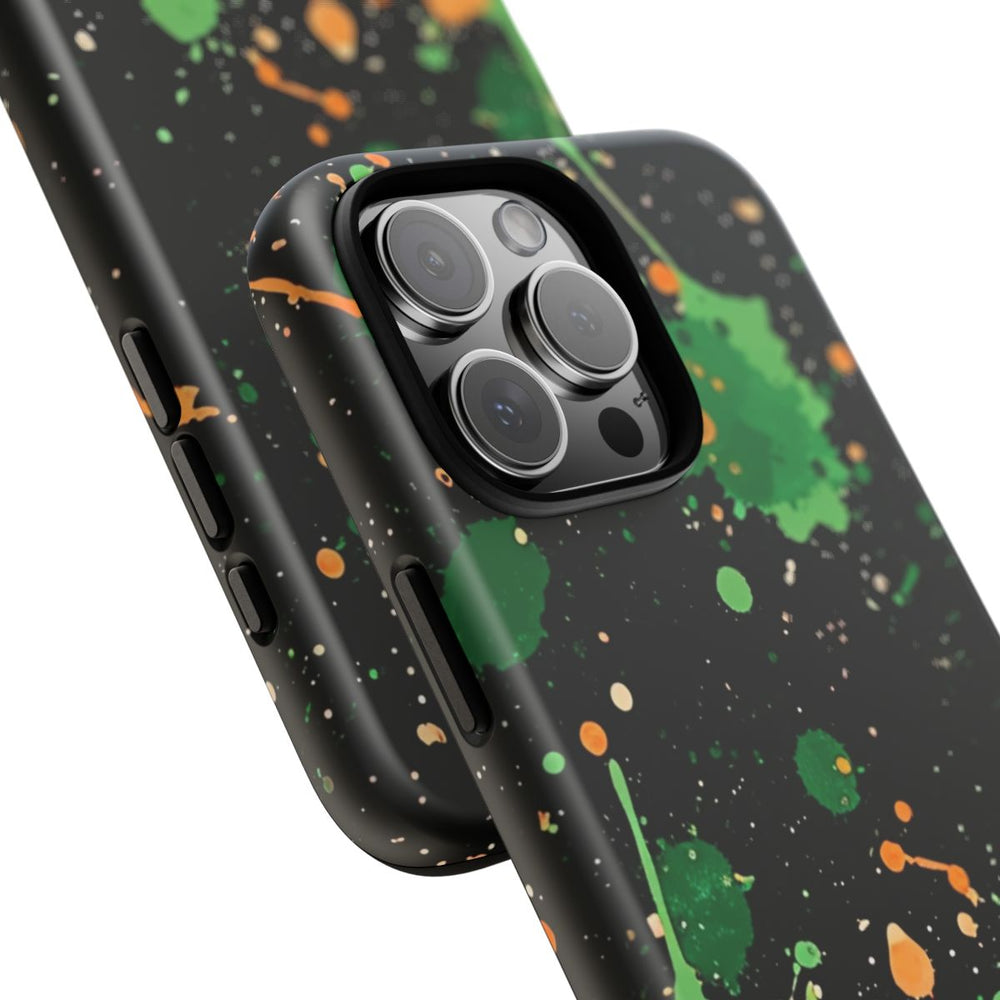 Groene en Oranje Verfspattenpatroon