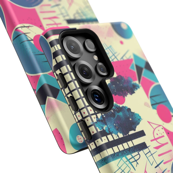 Abstract Geometrisch Patroon in Roze en Blauw