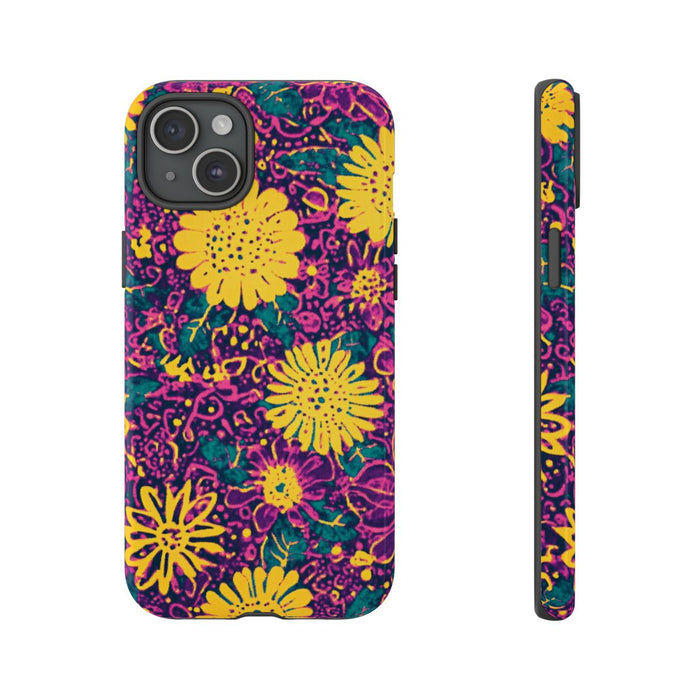 Gele en Paarse Bloemenprint