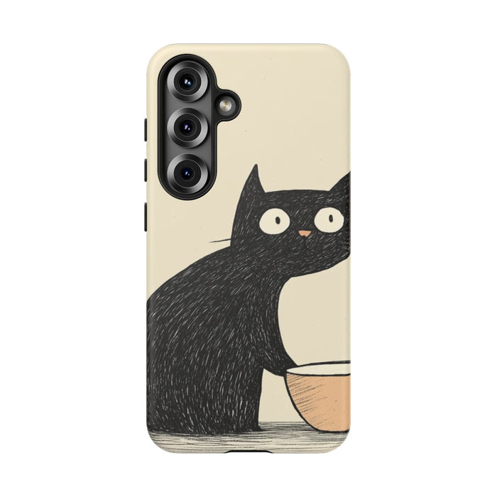 Zwarte Kat met Kom Illustratie
