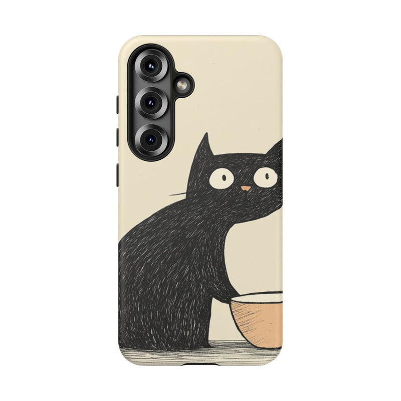 Zwarte Kat met Kom Illustratie
