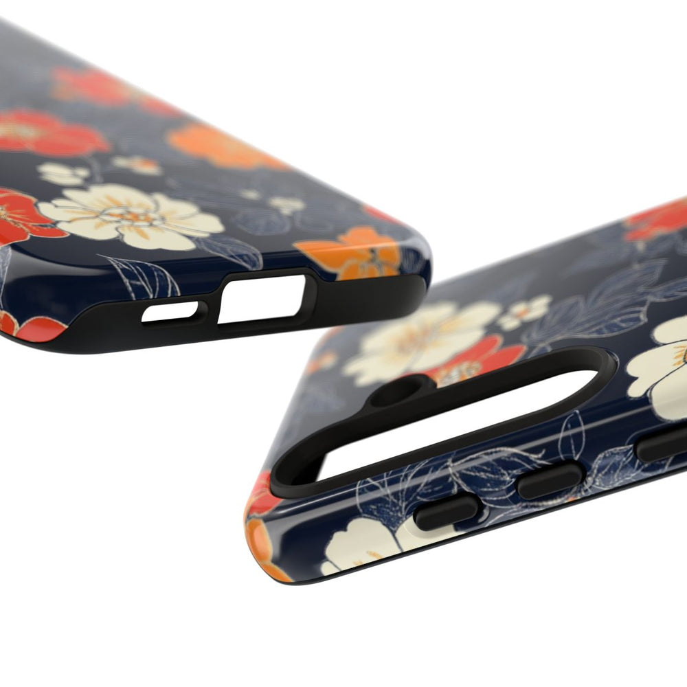 Oranje en Witte Bloemenprint