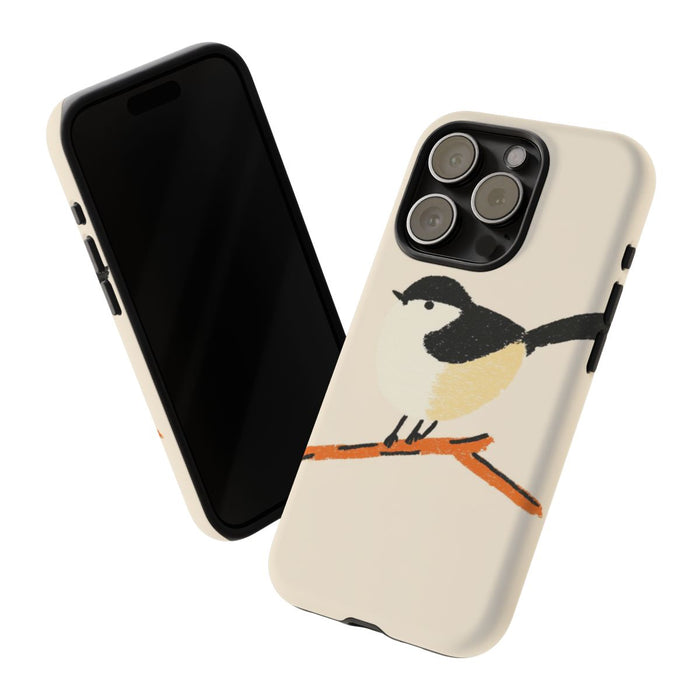 Minimalistische Vogelillustratie op Tak