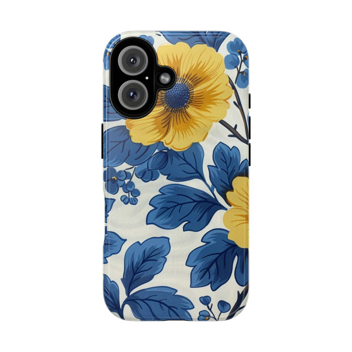 Blauw-Geel Bloemenpatroon