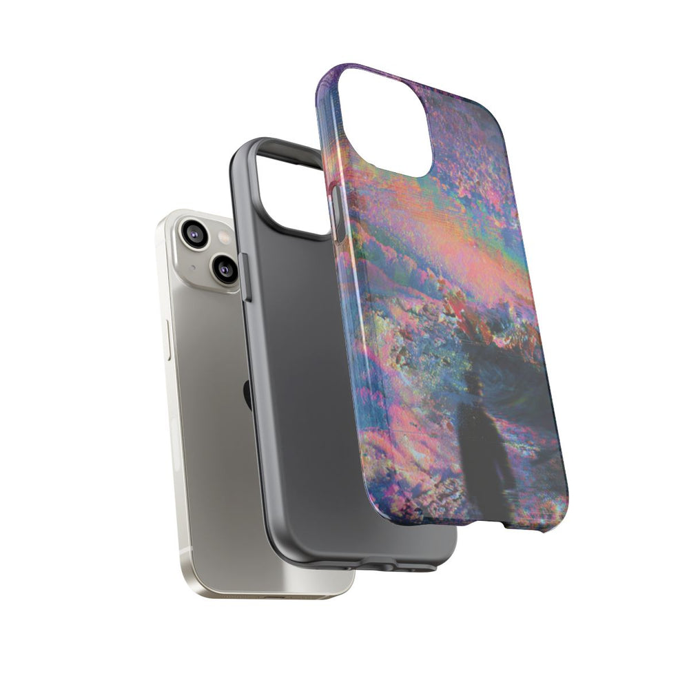 Abstracte Kleurrijke Kosmische Scene met Silhouet