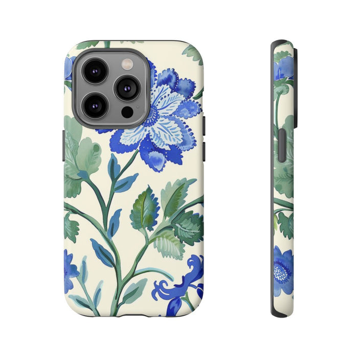 Blauw Waterverf Bloemenpatroon
