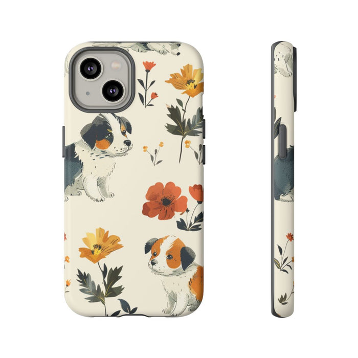 Schattige Puppy’s en Bloemenpatroon