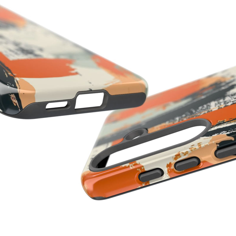 Abstract Oranje-Zwart Penseelstrepenpatroon