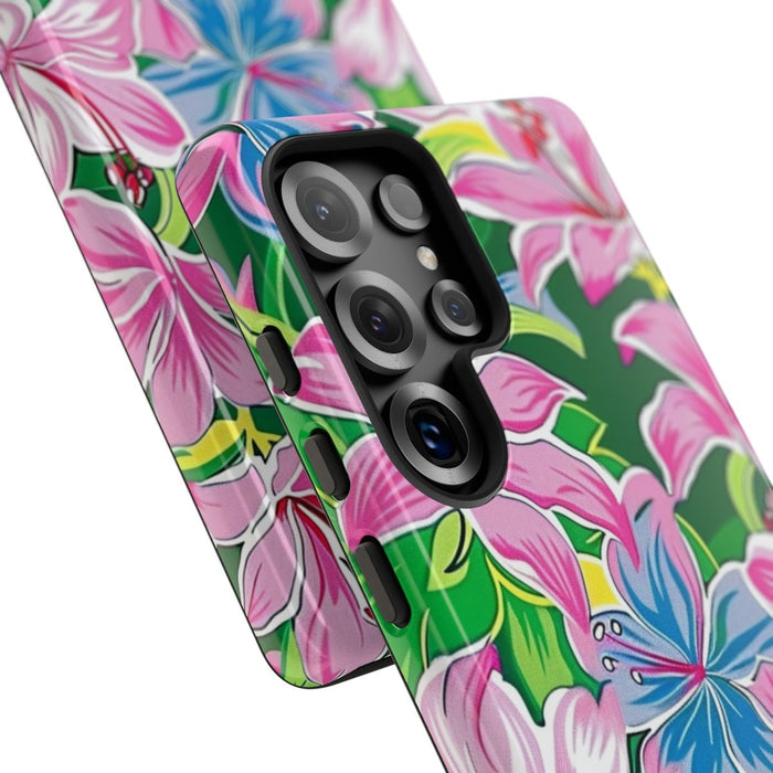 Roze en Blauwe Bloemenprint