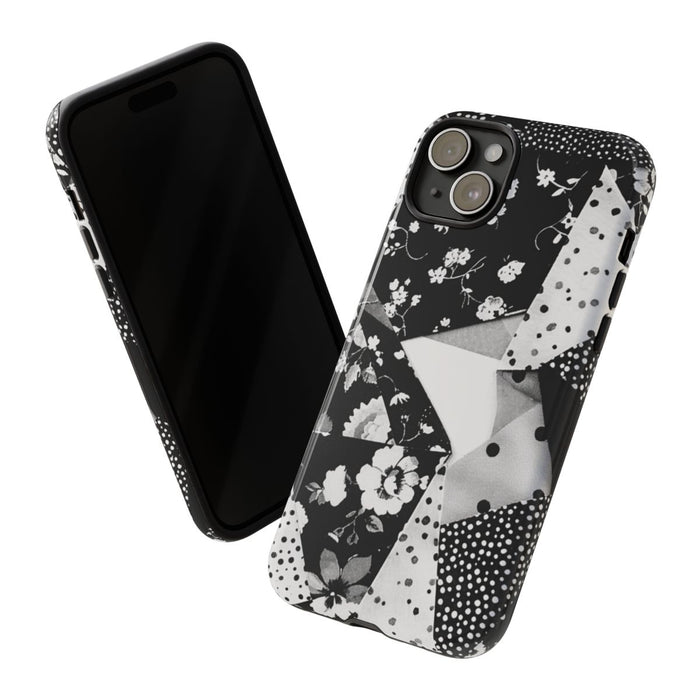 Monochrome Bloemen- en Polkadot Patchwork