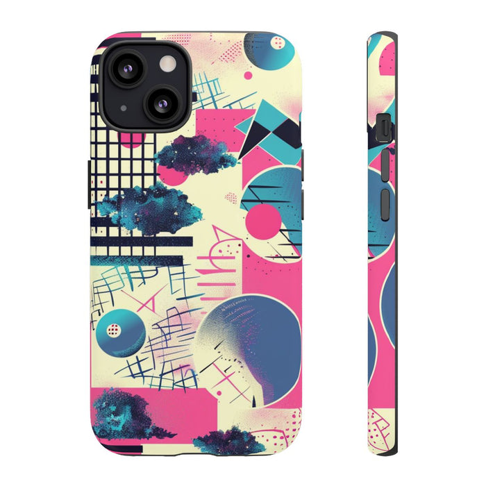 Abstract Geometrisch Patroon in Roze en Blauw