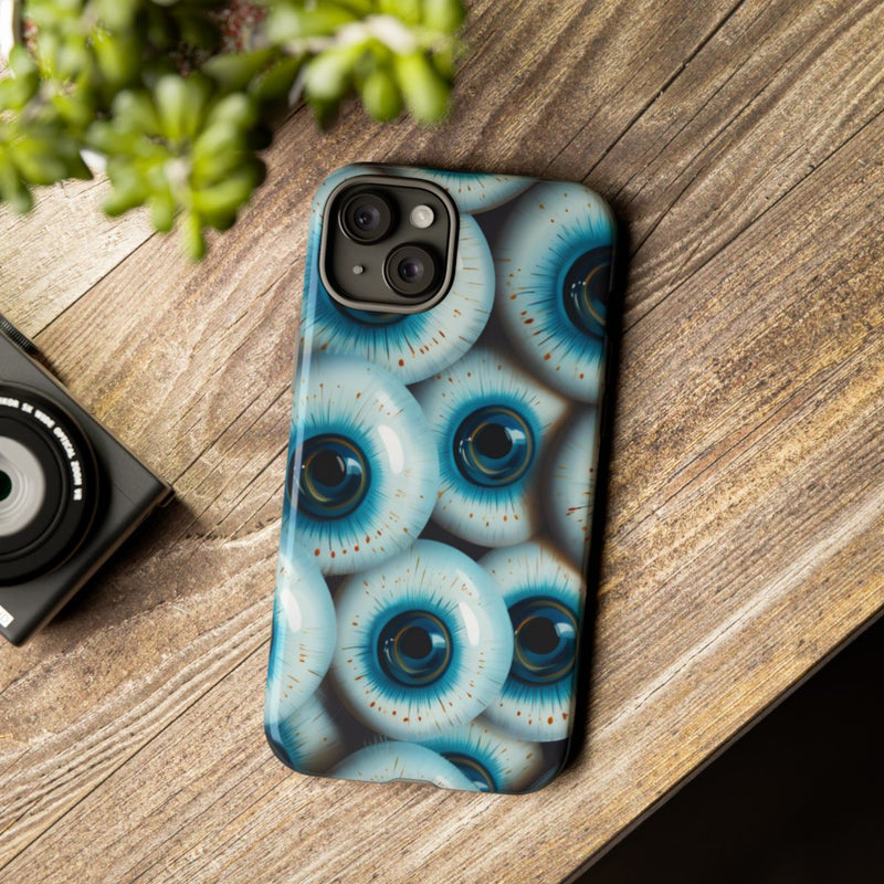 Glanzend Hoesje met Blauw Oogpatroon