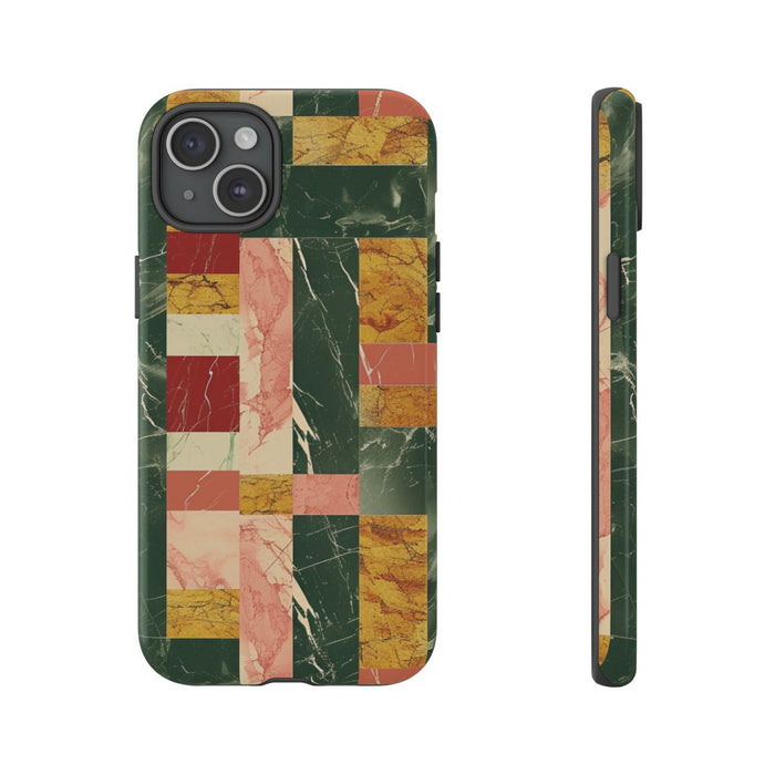 Retro Marmerpatroon in Geometrische Blokken