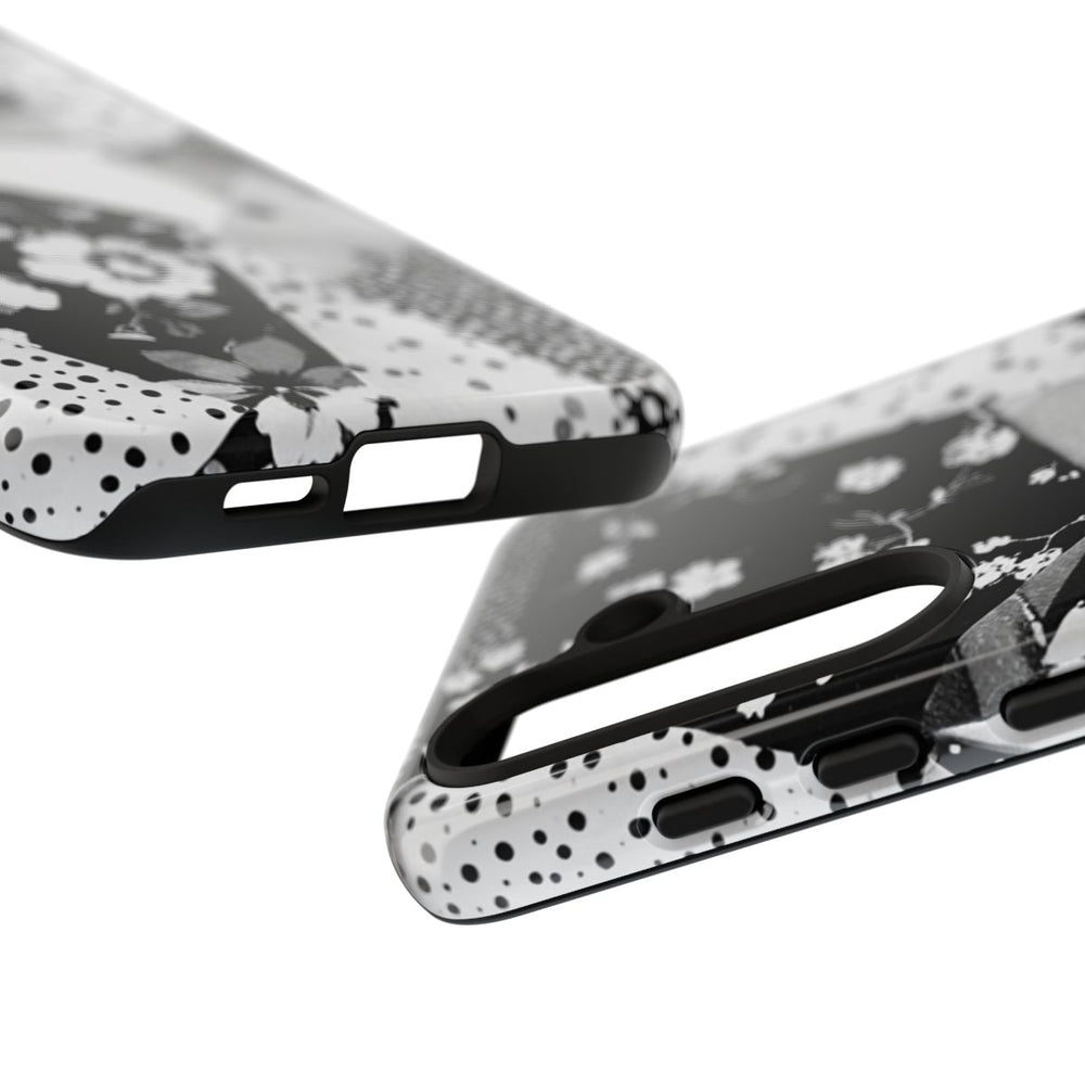 Monochrome Bloemen- en Polkadot Patchwork