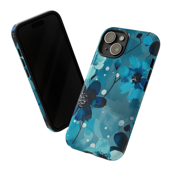 Blauw Bloemenpatroon met Stippen