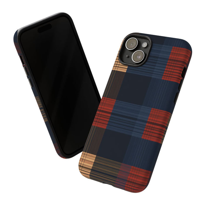 Caramel en Donkerblauw Geruit Patroon