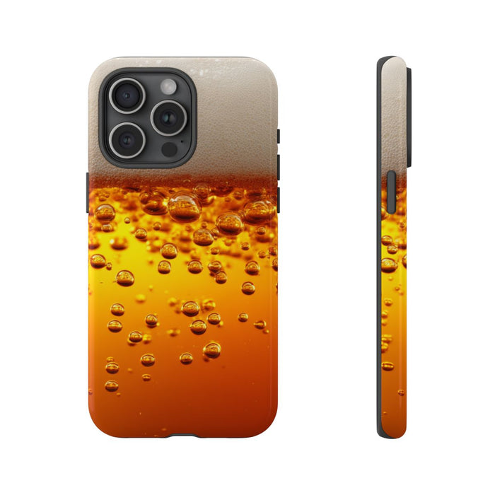 Amberkleurige Bierbellen van Dichtbij
