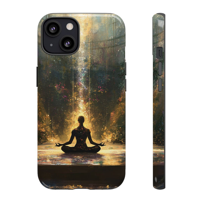 Mediterende Silhouet met Stralend Licht