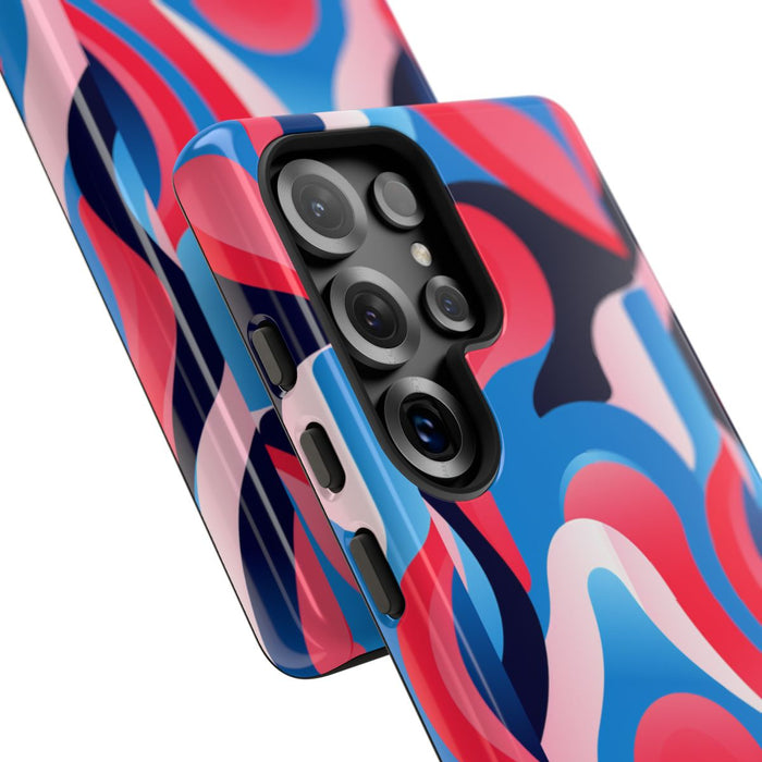 Blauw-Rood Abstract Golvend Patroon