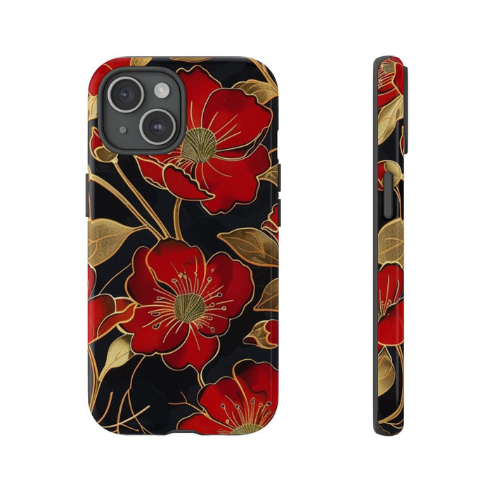 Rood-Gouden Bloemenpatroon