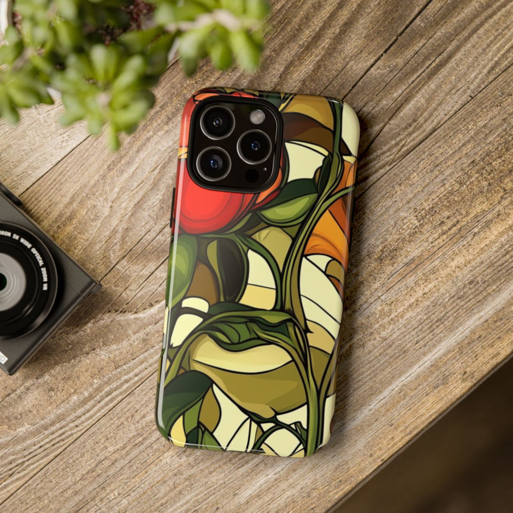 Rood-Oranje Art Nouveau Bloemmotief