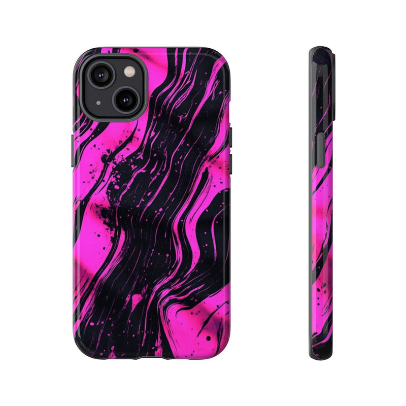 Neonroze en Zwart Abstract Patroon