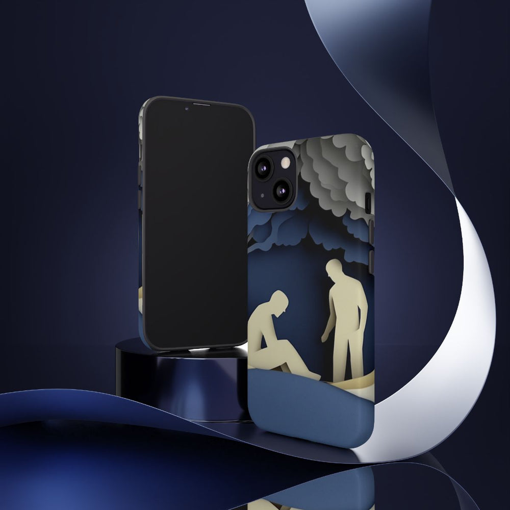 Papieren Uitsnede van Twee Mannen in Bos