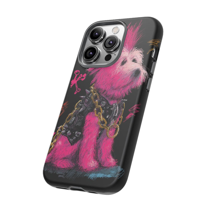 Punk Hond met Roze Hanenkam Illustratie