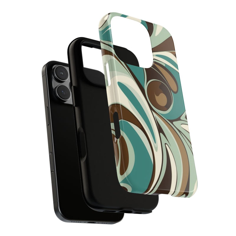 Abstracte Swirl in Teal en Bruin