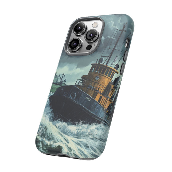 Sleepboot Sleept Vrachtschip op Woeste Zee