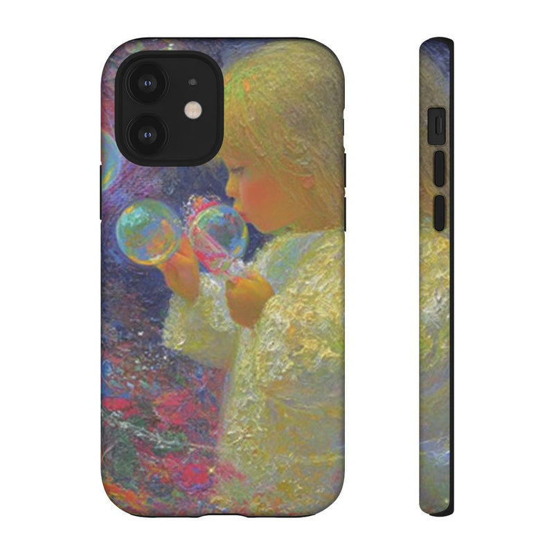 Engel die Zeepbellen Blaast tussen Bloemen