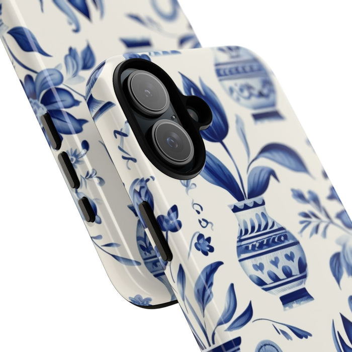 Blauw Bloemmotief met Delfts Vaaspatroon