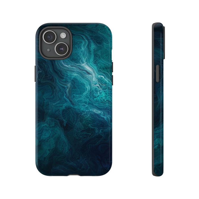 Mystieke Blauwe en Teal Abstracte Krullen