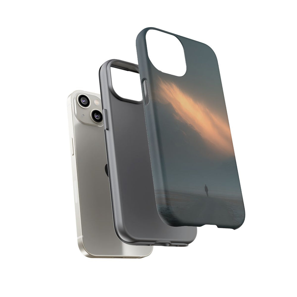 Eenzame Wandelaar Richting Verlichte Bergen