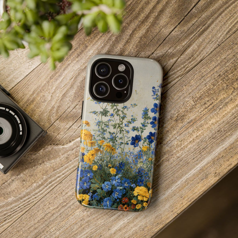 Blauwe en Gele Wilde Bloemen
