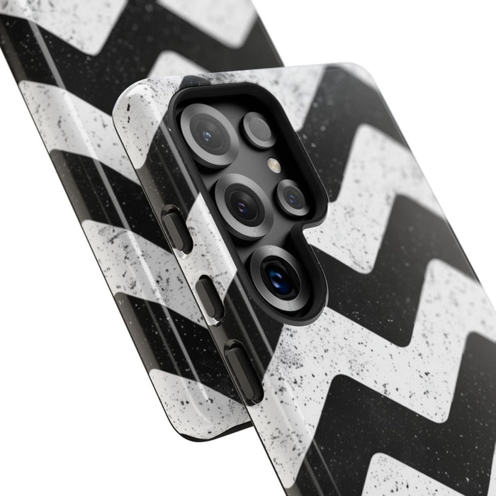 Zwart-Wit Zigzagpatroon met Vintage Effect