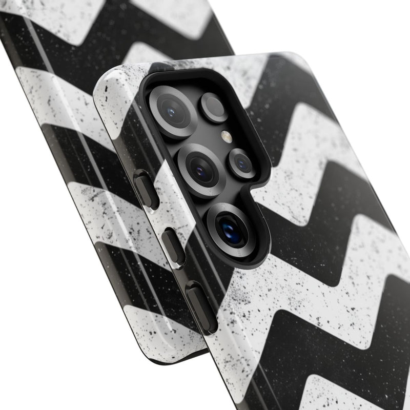 Zwart-Wit Zigzagpatroon met Vintage Effect