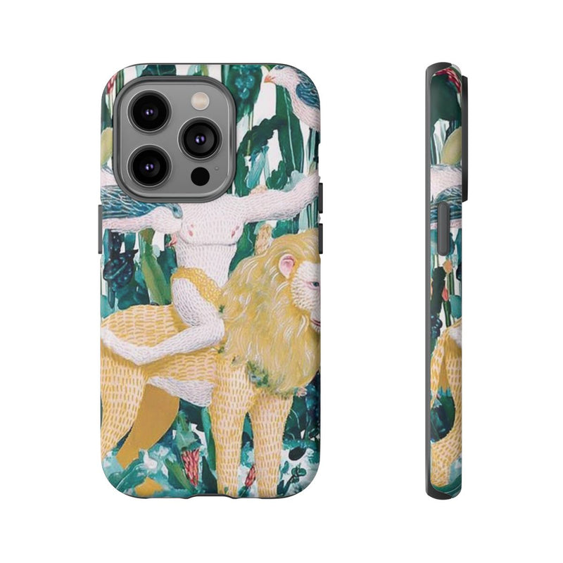 Surrealistische Man met Vogels op Leeuw