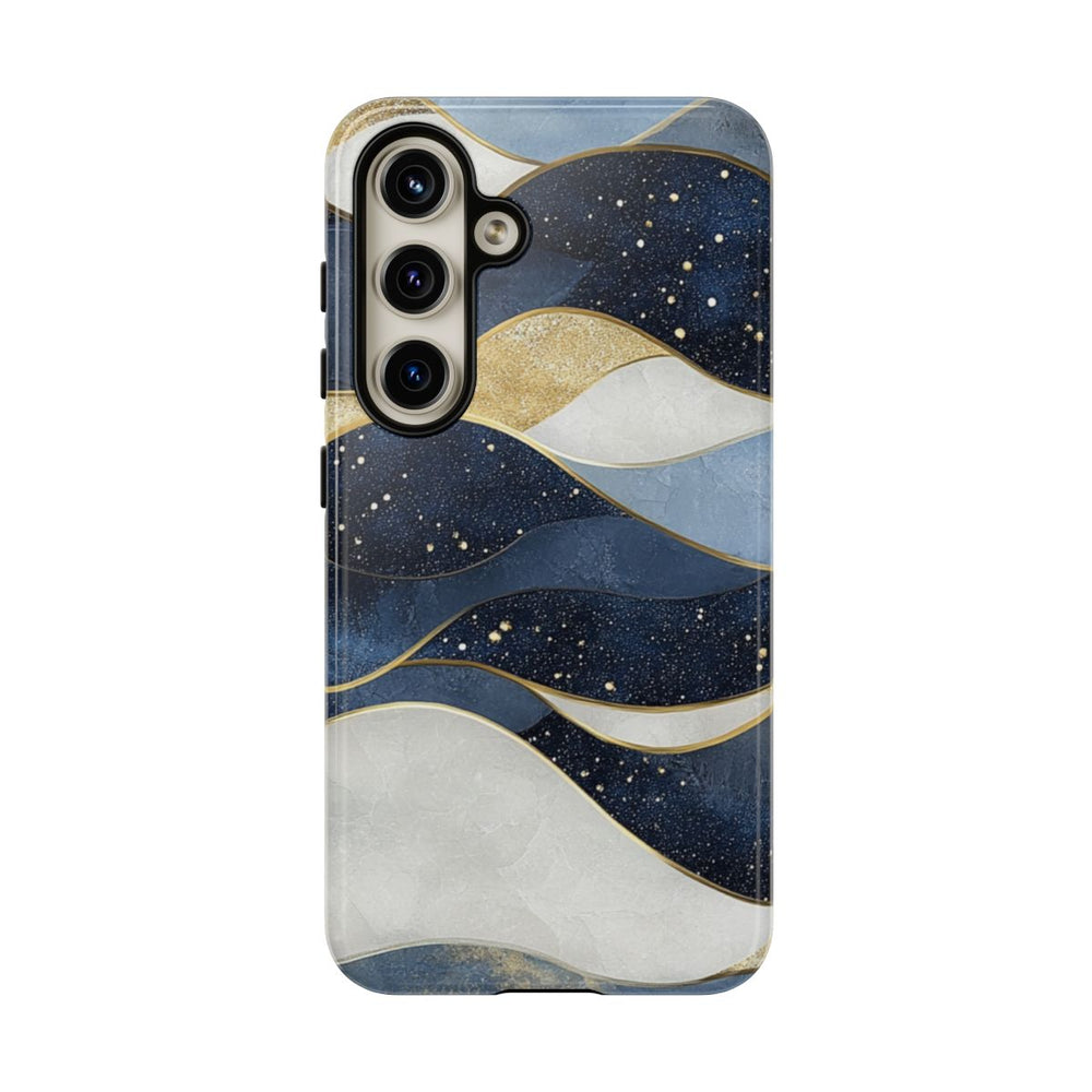 Abstract Blauw-Goud Golvenpatroon